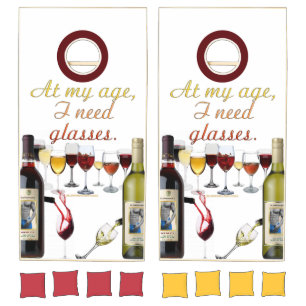 SlipperyJoe's wine drinkware cheeky pun red white Cornhole Set