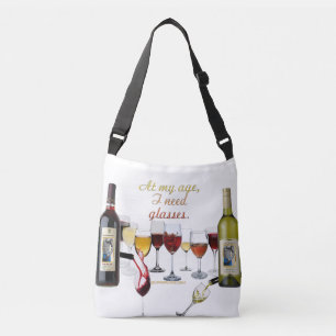 SlipperyJoe's wine drinkware cheeky pun red white Crossbody Bag