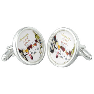 SlipperyJoe's wine drinkware cheeky pun red white Cufflinks