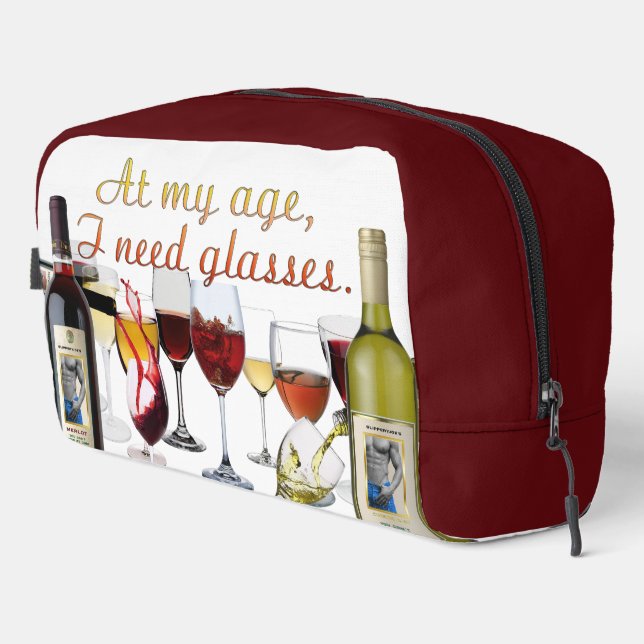 SlipperyJoe's wine drinkware cheeky pun red white  Dopp Kit (Right Corner)