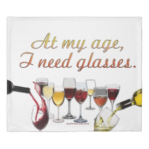 SlipperyJoe's wine drinkware cheeky pun red white Duvet Cover