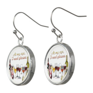 SlipperyJoe's wine drinkware cheeky pun red white  Earrings