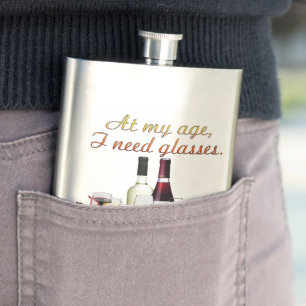 SlipperyJoe's wine drinkware cheeky pun red white Flask