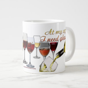 SlipperyJoe's wine drinkware cheeky pun red white Giant Coffee Mug