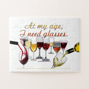SlipperyJoe's wine drinkware cheeky pun red white  Jigsaw Puzzle