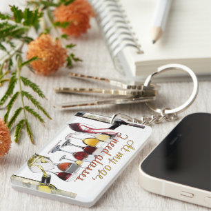 SlipperyJoe's wine drinkware cheeky pun red white Keychain