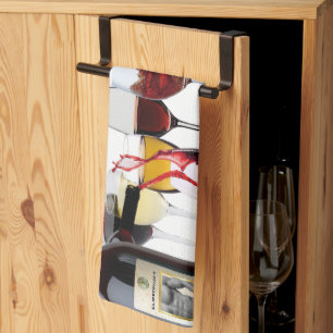 SlipperyJoe's wine drinkware cheeky pun red white  Kitchen Towel