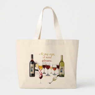 SlipperyJoe's wine drinkware cheeky pun red white Large Tote Bag