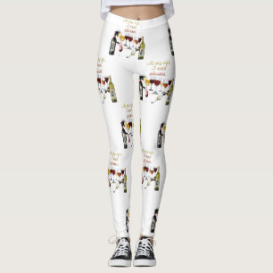 SlipperyJoe's wine drinkware cheeky pun red white  Leggings