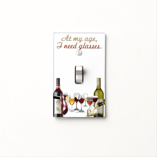SlipperyJoe's wine drinkware cheeky pun red white  Light Switch Cover (In Situ)