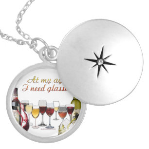SlipperyJoe's wine drinkware cheeky pun red white  Locket Necklace