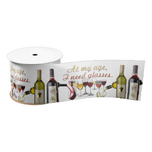 SlipperyJoe's wine drinkware cheeky pun red white Satin Ribbon