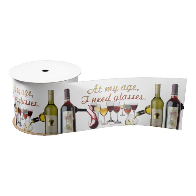 SlipperyJoe's wine drinkware cheeky pun red white  Satin Ribbon (Spool)