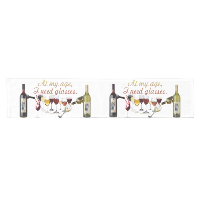 SlipperyJoe's wine drinkware cheeky pun red white  Short Table Runner (Horizontal)