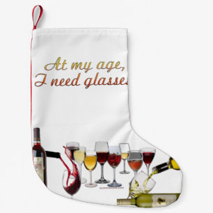 SlipperyJoe's wine drinkware cheeky pun red white  Small Christmas Stocking