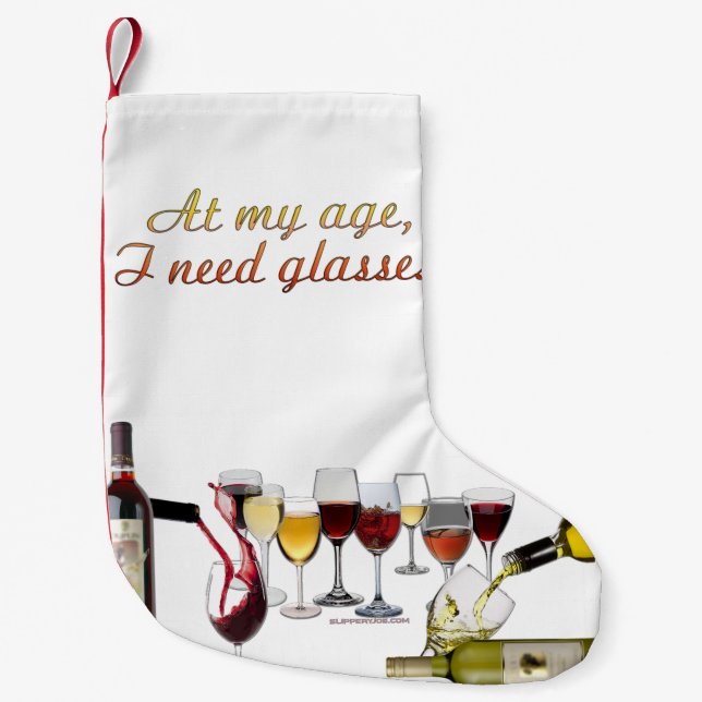SlipperyJoe's wine drinkware cheeky pun red white  Small Christmas Stocking (Front)