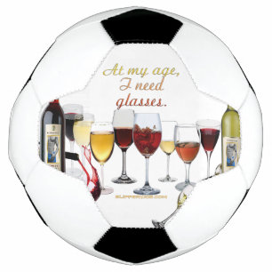 SlipperyJoe's wine drinkware cheeky pun red white Soccer Ball
