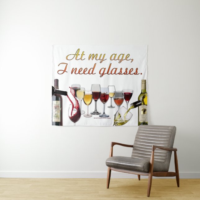 SlipperyJoe's wine drinkware cheeky pun red white  Tapestry (In Situ (Horizontal))