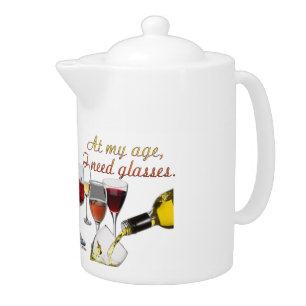 SlipperyJoe's wine drinkware cheeky pun red white  Teapot