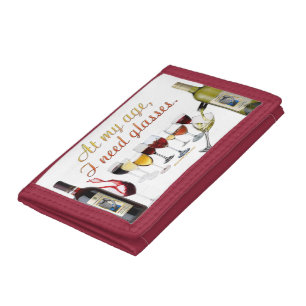 SlipperyJoe's wine drinkware cheeky pun red white Tri-fold Wallet