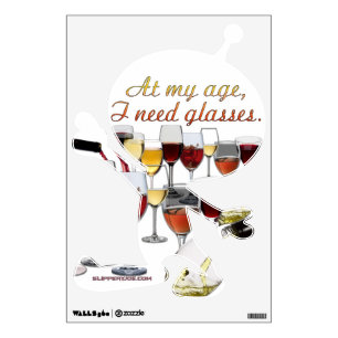 SlipperyJoe's wine drinkware cheeky pun red white Wall Decal