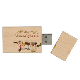 SlipperyJoe's wine drinkware cheeky pun red white  Wood Flash Drive