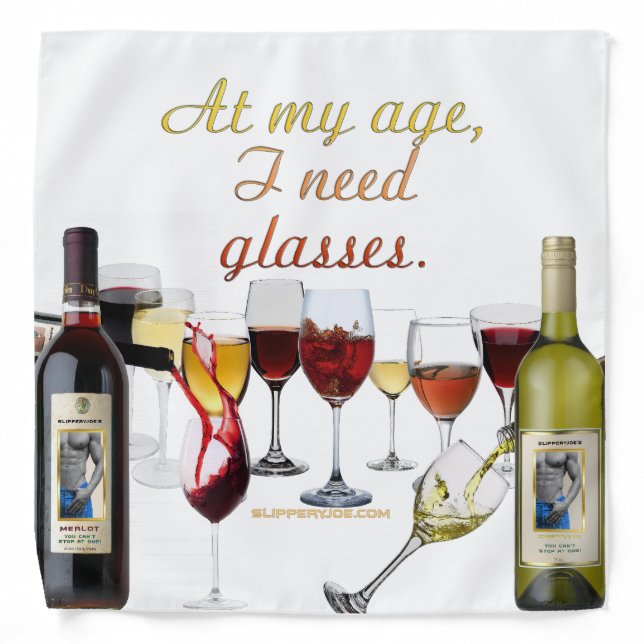 SlipperyJoe's Wine Glasses fermented grapes wine p Bandana (Front)