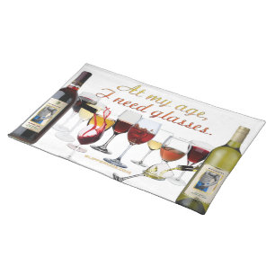SlipperyJoe's Wine Glasses fermented grapes wine p Cloth Placemat