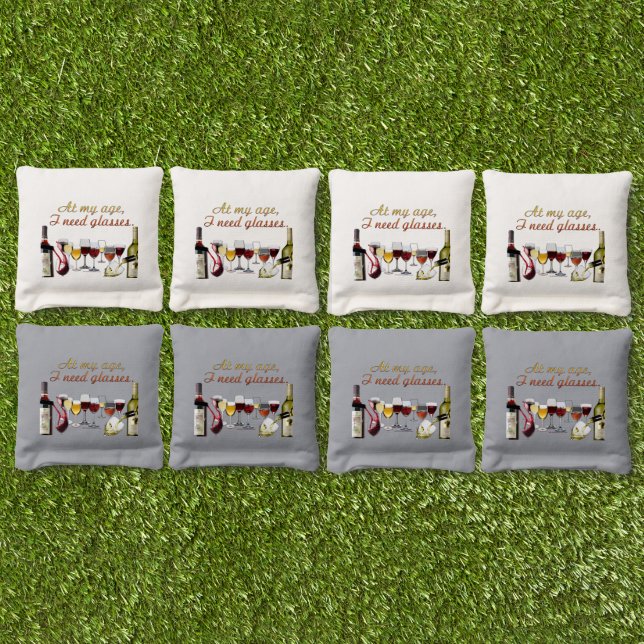 SlipperyJoe's Wine Glasses fermented grapes wine p Cornhole Bags (Set)