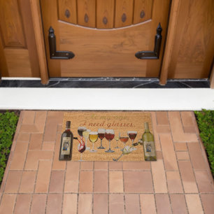 SlipperyJoe's Wine Glasses fermented grapes wine p Fiber Doormat