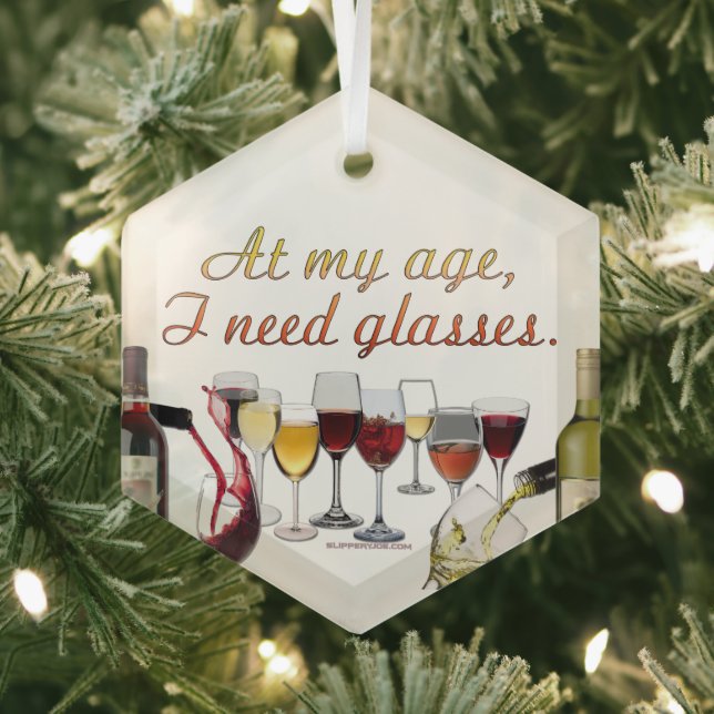 SlipperyJoe's Wine Glasses fermented grapes wine p Glass Ornament (Insitu)