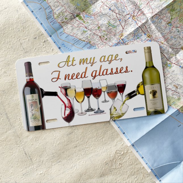 SlipperyJoe's Wine Glasses fermented grapes wine p License Plate (In Situ)