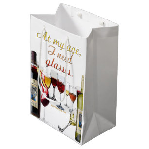 SlipperyJoe's Wine Glasses fermented grapes wine p Medium Gift Bag