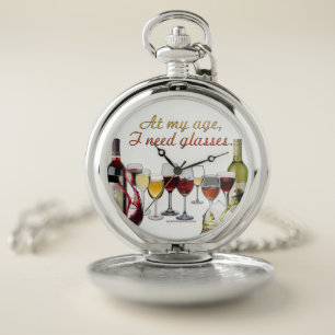 SlipperyJoe's Wine Glasses fermented grapes wine p Pocket Watch