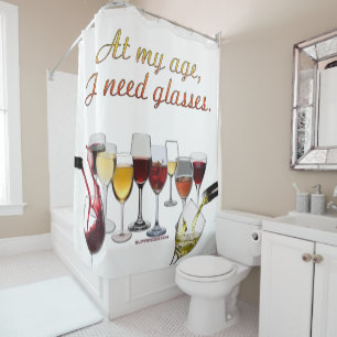 SlipperyJoe's Wine Glasses fermented grapes wine p Shower Curtain