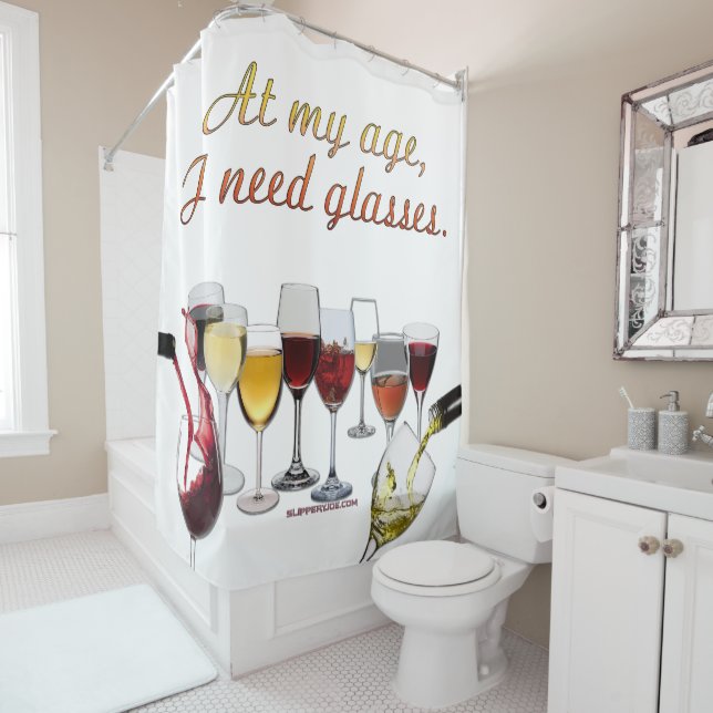 SlipperyJoe's Wine Glasses fermented grapes wine p Shower Curtain (In Situ)