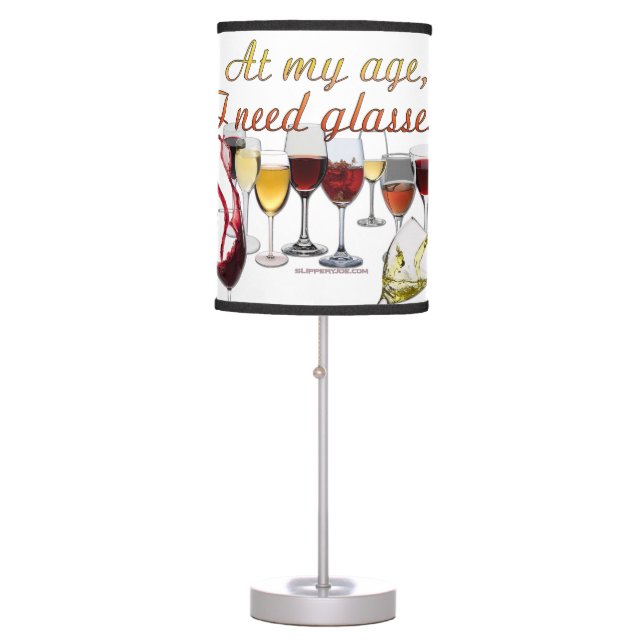 SlipperyJoe's Wine Glasses fermented grapes wine p Table Lamp (Front)