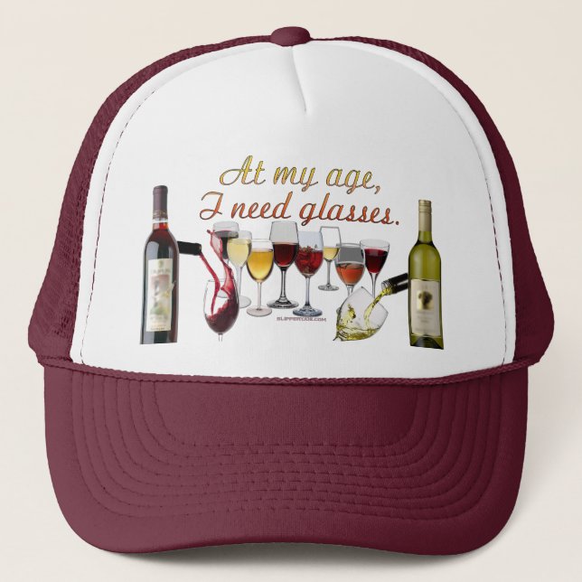 SlipperyJoe's Wine Glasses fermented grapes wine p Trucker Hat (Front)
