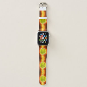 SlipperyJoe's yellow softball fireball flames rasp Apple Watch Band