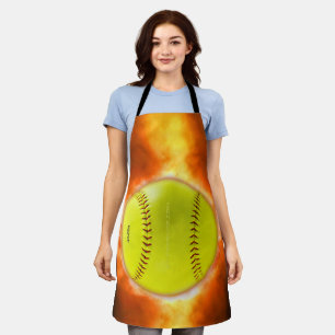SlipperyJoe's yellow softball fireball flames rasp Apron