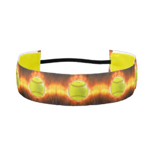 SlipperyJoe's yellow softball fireball flames rasp Athletic Headband