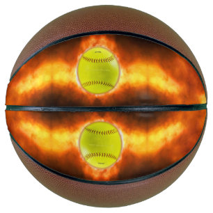 SlipperyJoe's yellow softball fireball flames rasp Basketball