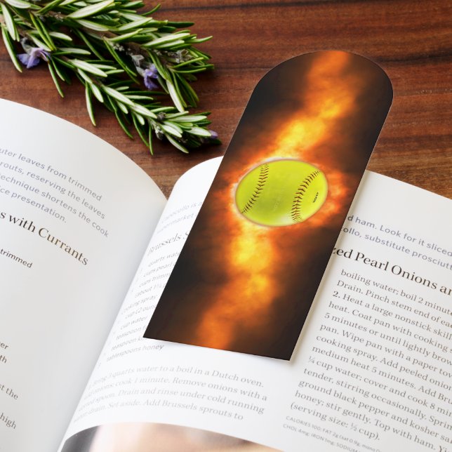 SlipperyJoe's yellow softball fireball flames rasp Bookmarks (Book)