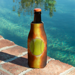 SlipperyJoe's yellow softball fireball flames rasp Bottle Cooler