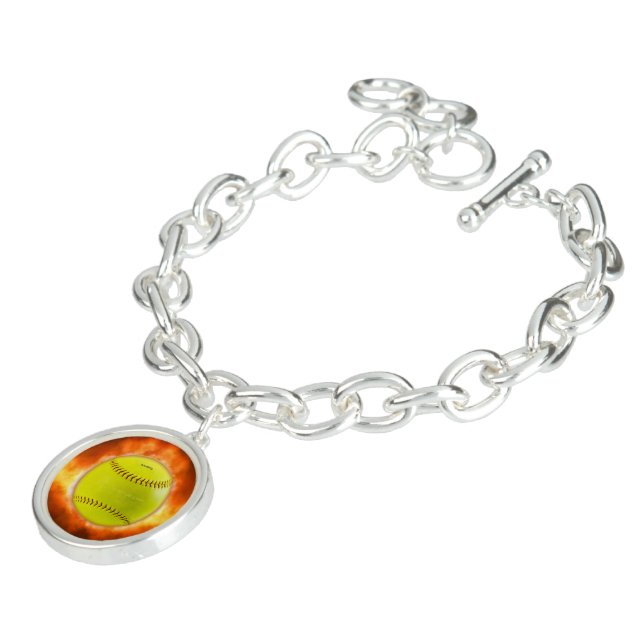 SlipperyJoe's yellow softball fireball flames rasp Bracelet (Side)