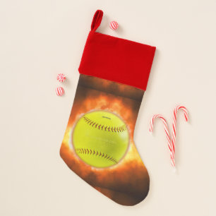 SlipperyJoe's yellow softball fireball flames rasp Christmas Stocking