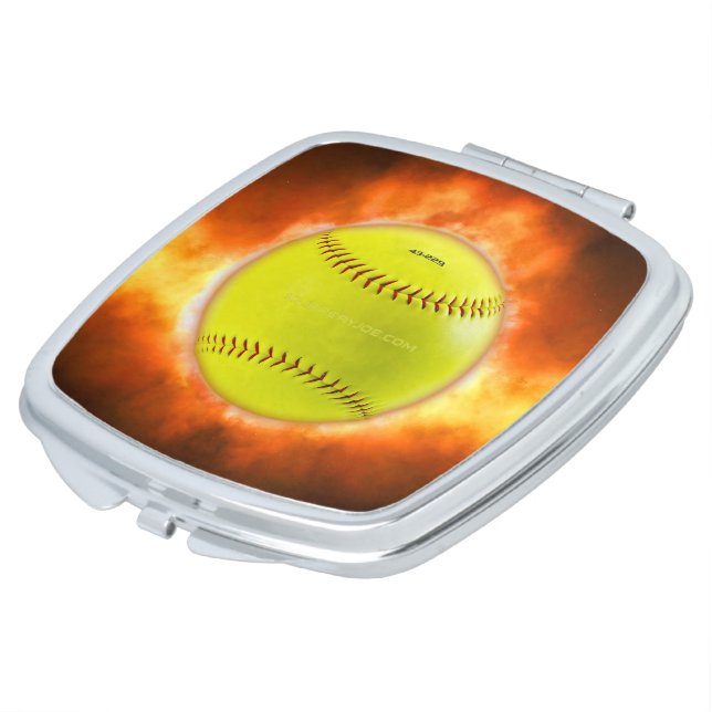 SlipperyJoe's yellow softball fireball flames rasp Compact Mirror (Turned)