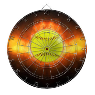 SlipperyJoe's yellow softball fireball flames rasp Dart Board