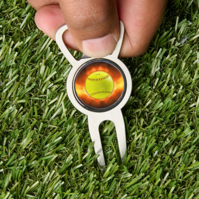 SlipperyJoe's yellow softball fireball flames rasp Divot Tool (Insitu 1)