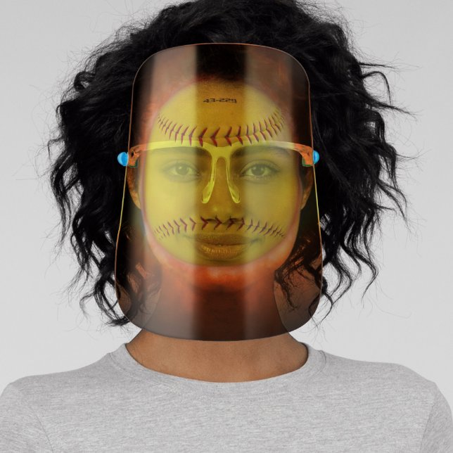 SlipperyJoe's yellow softball fireball flames rasp Face Shield (Insitu)